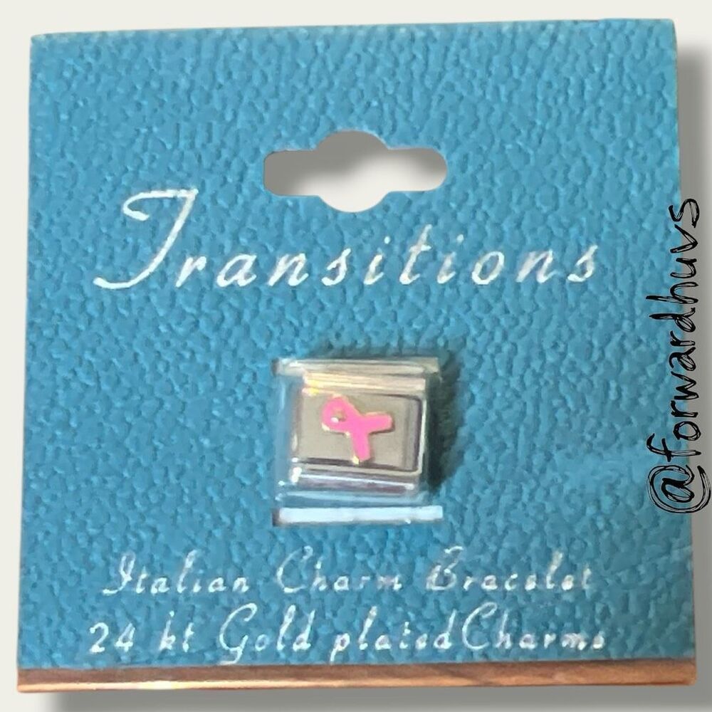 Bundle Sale 3 for $15 | Transitions Italian “Breast Cancer Ribbon” Charm